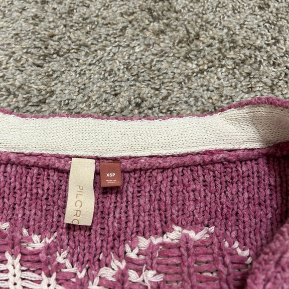 Anthropologie Pilcro Yin Yang Icon Heart Cardigan Pink Size XS Spring Preppy - Picture 8 of 15